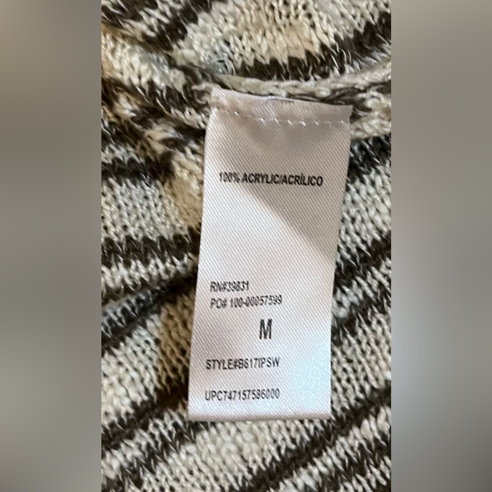 Democracy Striped Asymmetrical Hem Sweater Top Beige & Gray size M - Picture 14 of 16